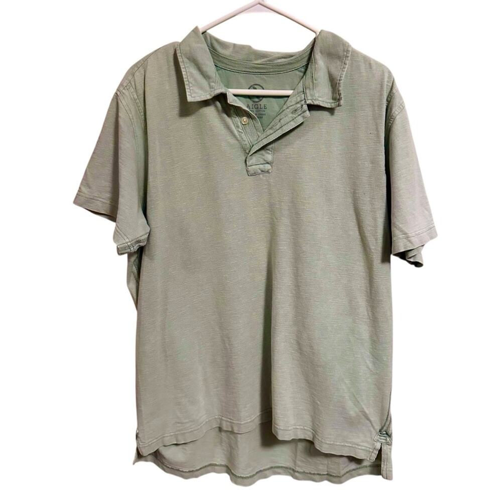 Aigle Pullover Mens Polo Shirt Short Sleeve Sage Green XL Preppy Coastal